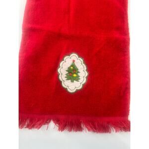 Vintage Cannon Christmas Hand Towels Red Candy Cane Holiday Tree Retro Bathroom